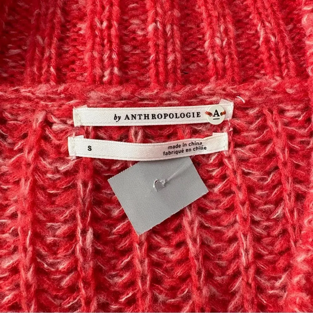 Anthropologie Vibrant Coral V-Neck Sweater S - Picture 3 of 13